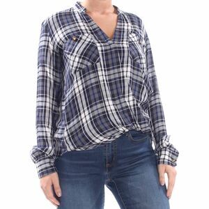 Lauren Ralph Lauren plaid Faux wrap 100%viscose￼ Top